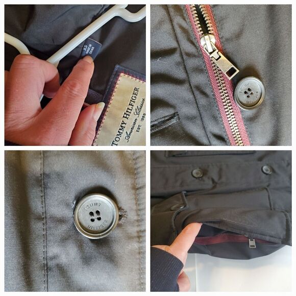 Tommy Hilfiger Smal Winter Coat Hooded Pockets Insulated Zip & Button Close - Picture 11 of 12